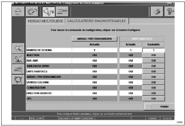 Affichage tableau de configuration